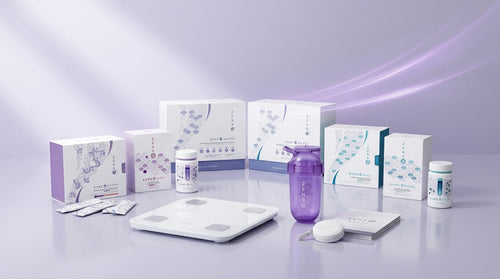 The ZENSO welcome kit — body composition smart scale, shaker and measuring tape, with the Reprogram Handbook