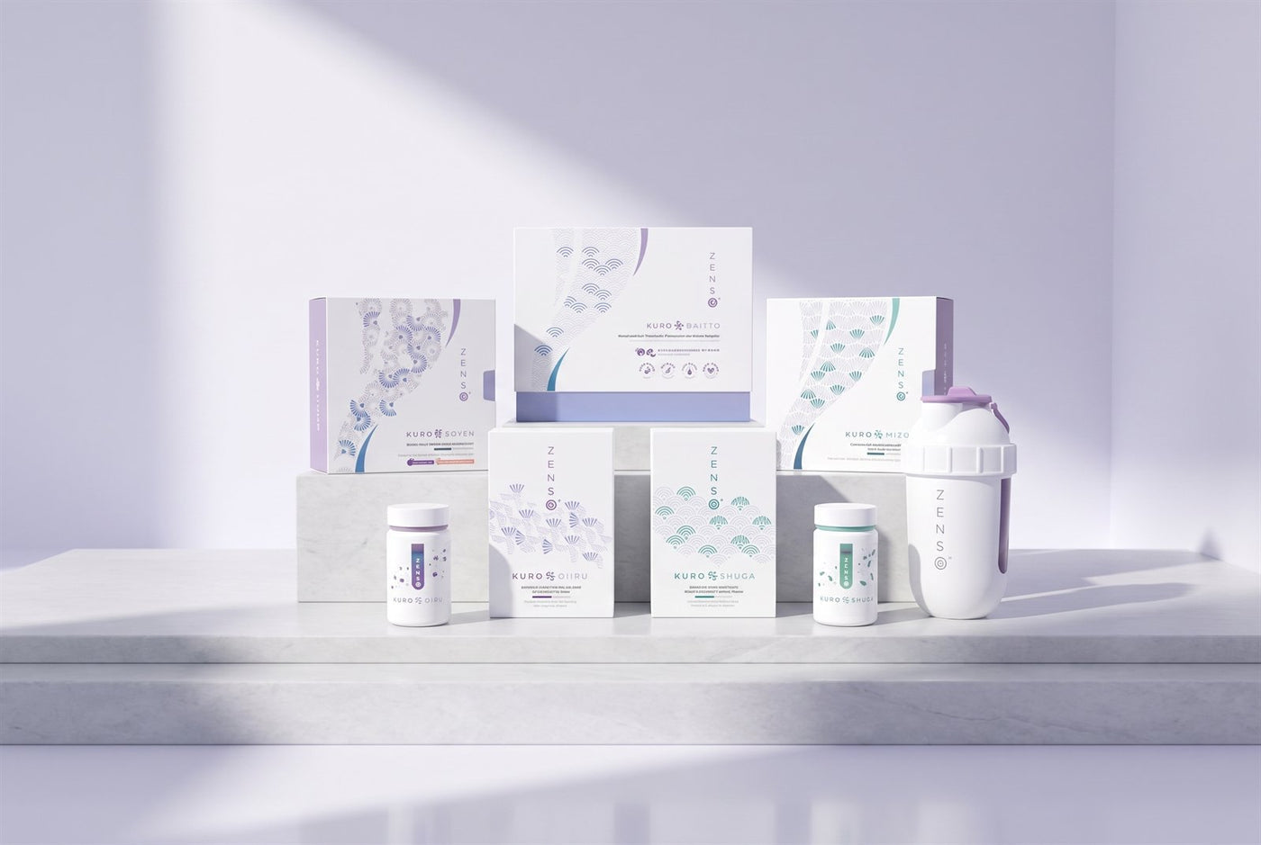 The five Kuro products as one family — Kosen, Mizu, Daitto, Shuga and Oiru